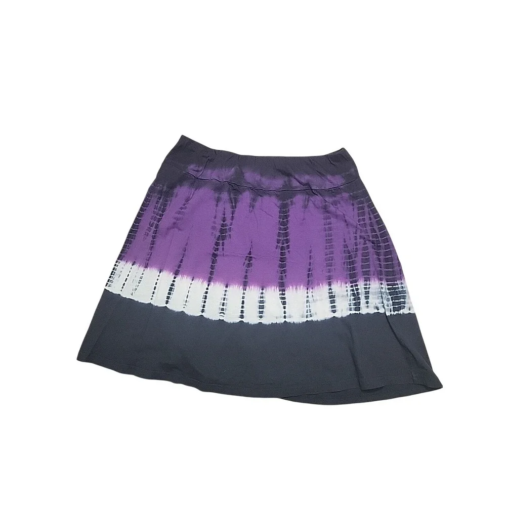 Deluxe LA Blues Purple Tie Dye Cotton Skirt XL Elastic Waist Boho A-Line